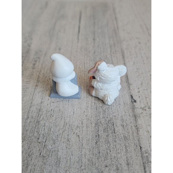 Vintage Hallmark happy Halloween bunny mummy ghost tomb figure set - Picture 4 of 5